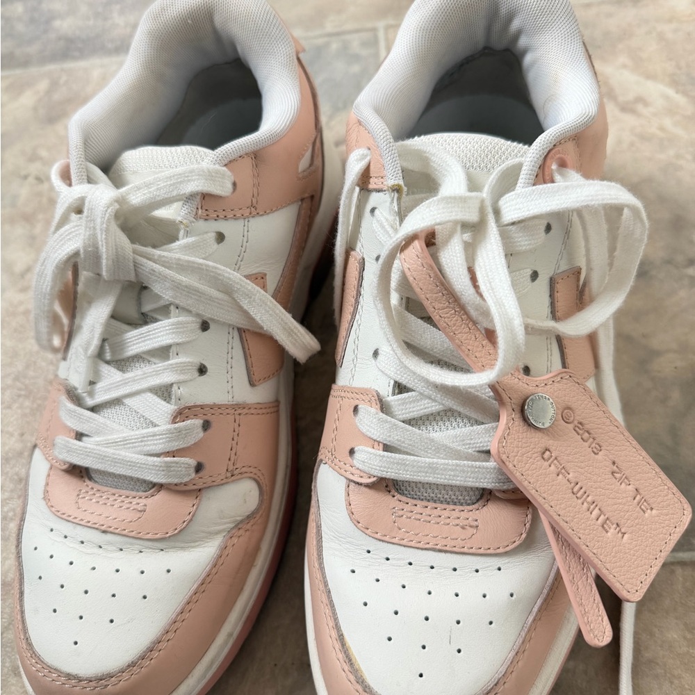 Off-White Blush and White Sneakers